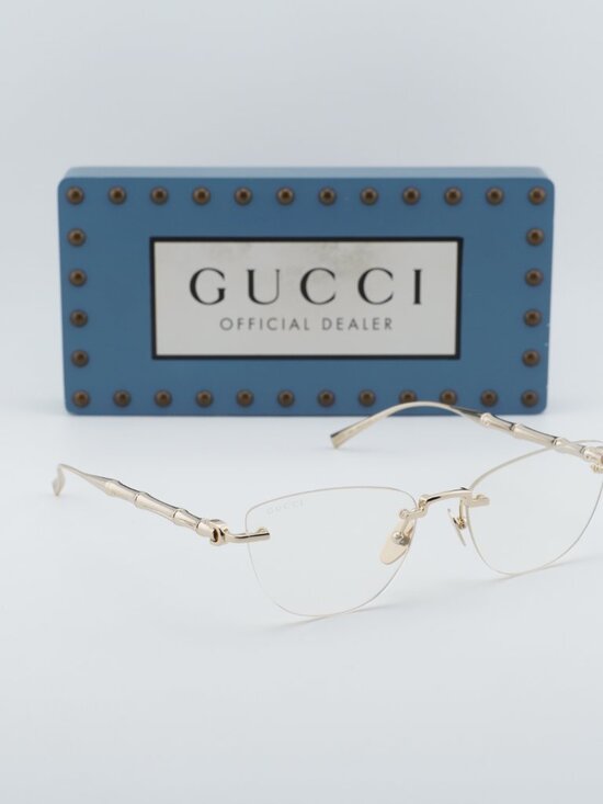 Gucci GG2063S 006 Cat Eye Sunglasses - Shiny Endura Gold/Clear main image 4